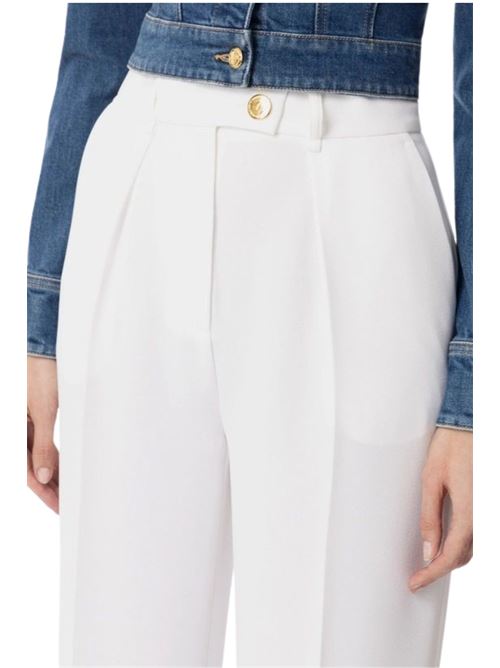 Pantalone in crepe c/bottoni dorati bianco Elisabetta Franchi | PA06451E2360